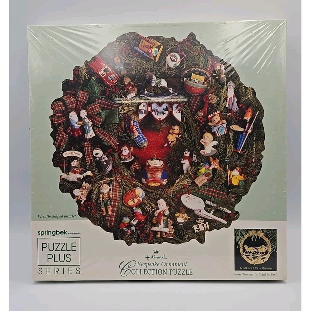 VTG 90s Hallmark‎ Puzzle 500 Pcs Keepsake Ornaments Collection Wreath Shape NIB